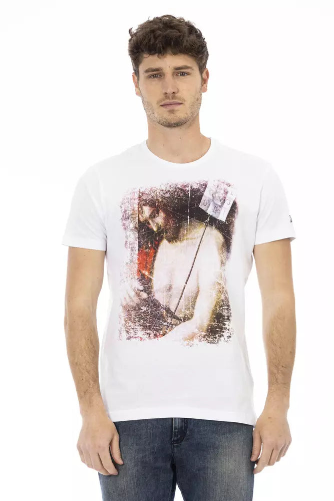 Elegantes weißes T -Shirt mit grafischem Charme