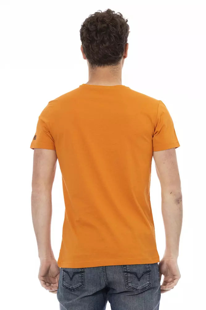 Tee de cuello redondo de manga corta de color naranja elegante