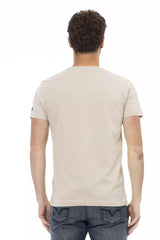 Tee de mezcla de algodón beige para hombres