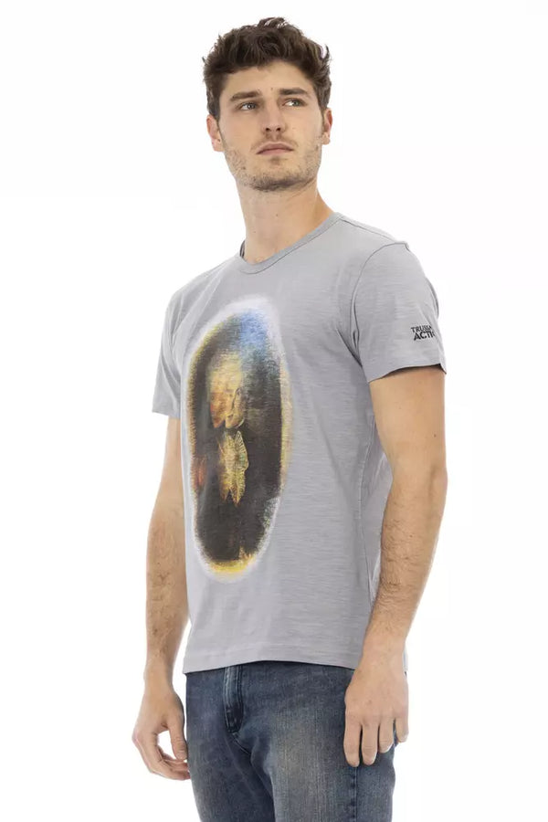 T-shirt de mélange de coton gris chic pour hommes