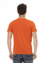 Vibrante TEE de cuello redondo naranja con estampado