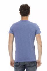 Chic Blue Short Sleeve Cotton-Blend-T-Shirt