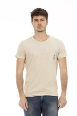 Tee de bolsillo de pecho beige - elegancia casual