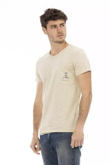 Tee de bolsillo de pecho beige - elegancia casual