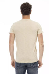 Tee de bolsillo de pecho beige - elegancia casual