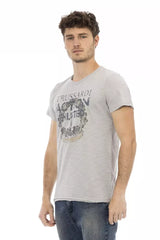 Camiseta de manga corta gris elegante con estampado