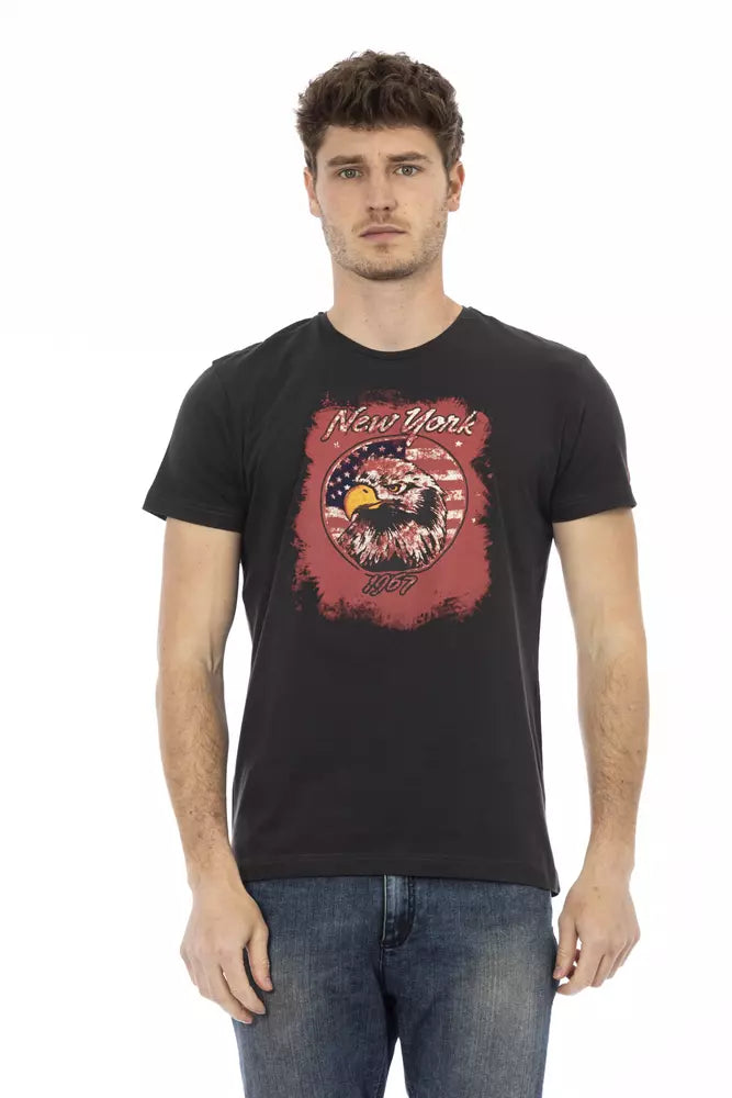 Sleek Round Neck Tee con estampado frontal elegante