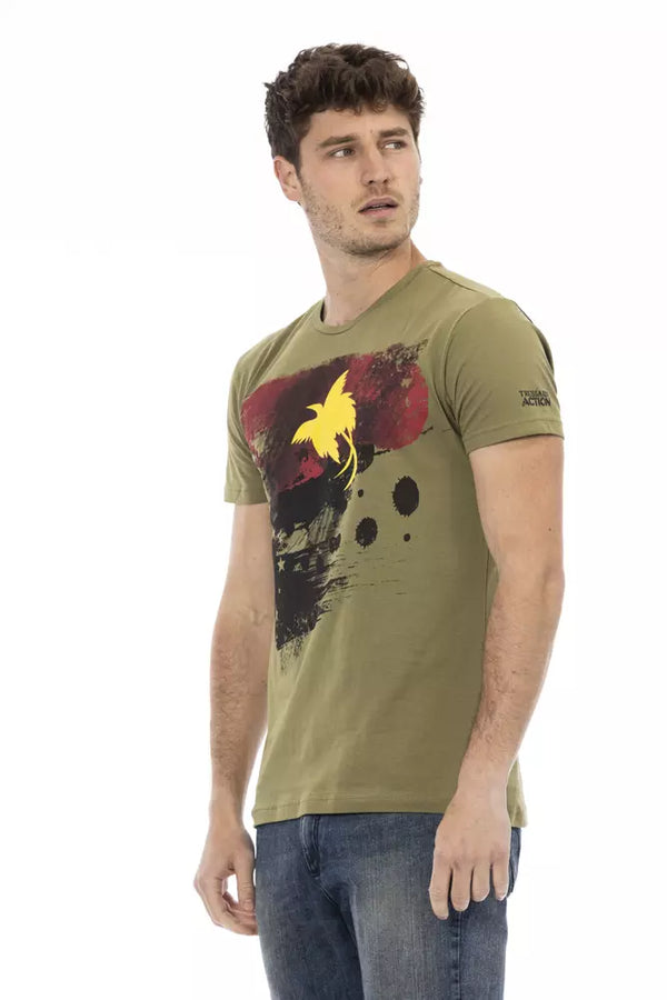 Elegante camiseta de manga corta verde con estampado elegante