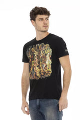 Elegante camiseta de mezcla de algodón negro para hombres