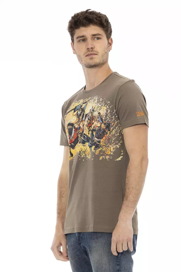 T-shirt brun élégant avec imprimé avant chic