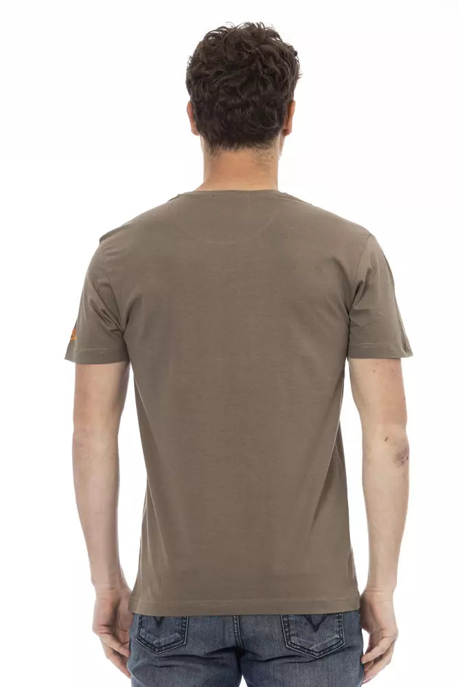 Elegantes braunes T -Shirt mit schickem Frontdruck