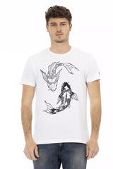 T-shirt de coton à cou rond blanc chic