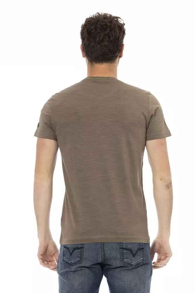 T-shirt brun élégant avec imprimé avant chic