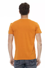 Elegante camiseta de cuello redondo de manga corta de manga naranja