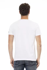 Camiseta de algodón de cuello redondo blanco elegante