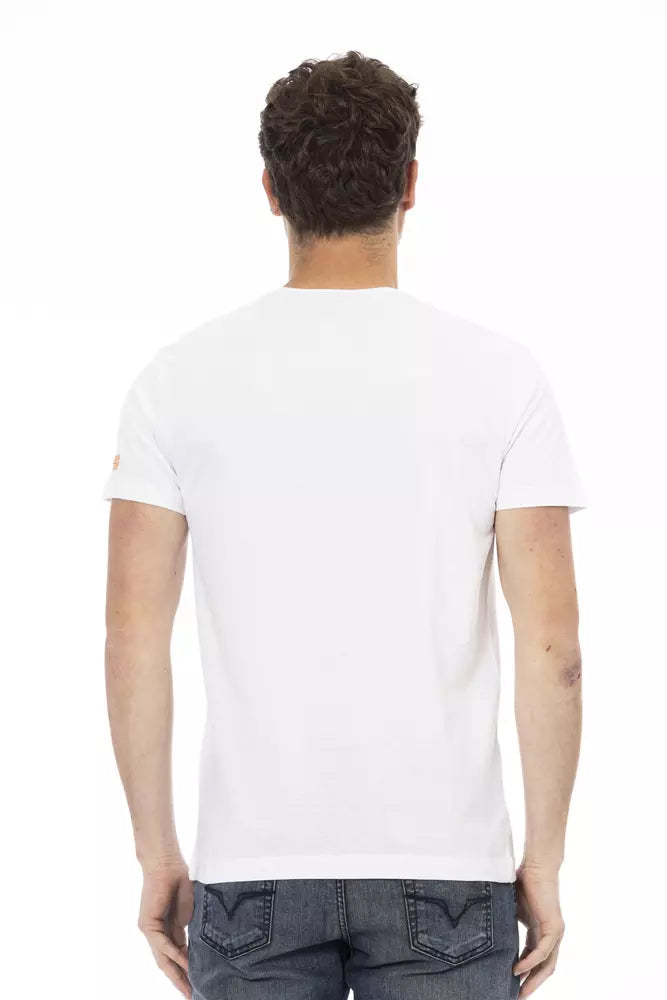 T-shirt blanc décontracté élevé avec accent graphique