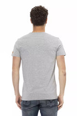 T-shirt de coton gris chic avec imprimé avant artistique