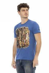 Tee azul sofisticada con estampado delantero