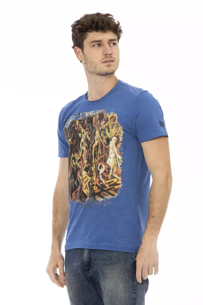 Anspruchsvolles blaues T -Shirt mit Frontdruck