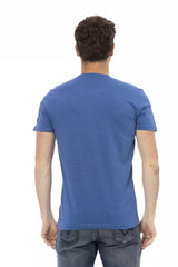 Anspruchsvolles blaues T -Shirt mit Frontdruck