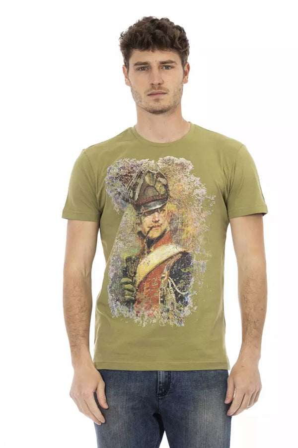 TEE de manga corta verde elegante con estampado delantero