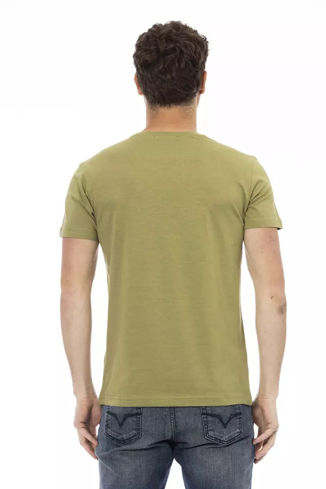 Chic Green Short Sleeve T -Shirt mit vorderem Druck