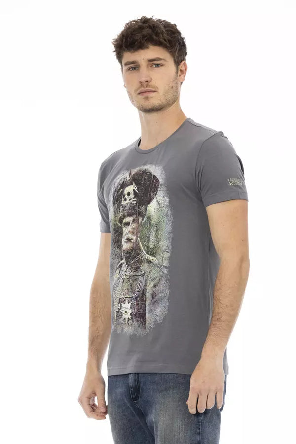 T-shirt rond gris élégant avec imprimé avant