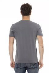 T-shirt rond gris élégant avec imprimé avant