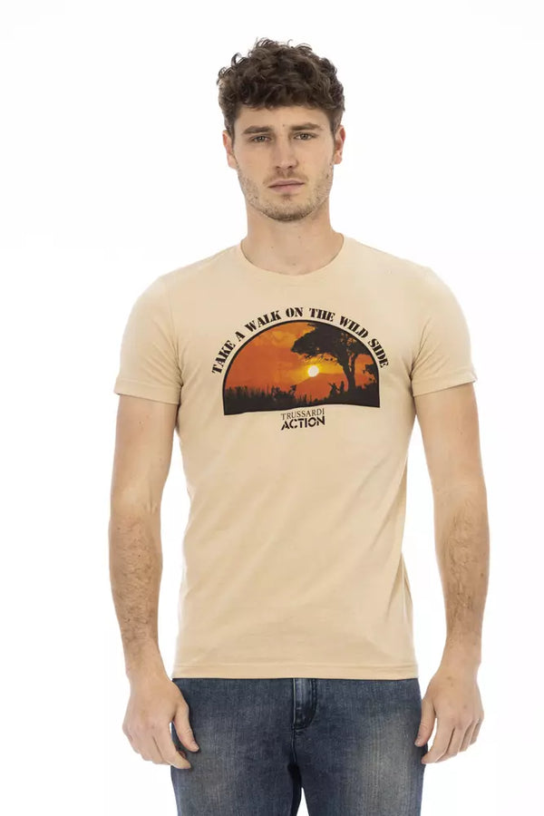 T-shirt à manches courtes beige avec imprimé élégant