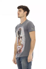 Camiseta de cuello redondo de manga corta gris elegante