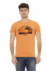 Schick orange gedrucktes kurzarmes Tee