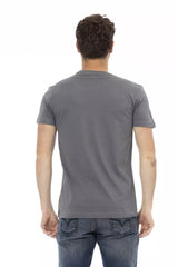 Chic Grey Short Sleeve Round Neck T -Shirt