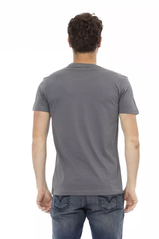 Camiseta de cuello redondo de manga corta gris elegante