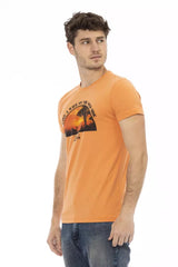 Schick orange gedrucktes kurzarmes Tee