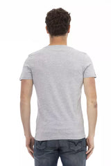 Camiseta gris sofisticada con elegante estampado delantero