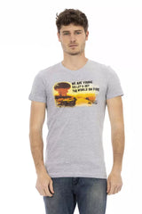 Gray Cotton Men T-Shirt