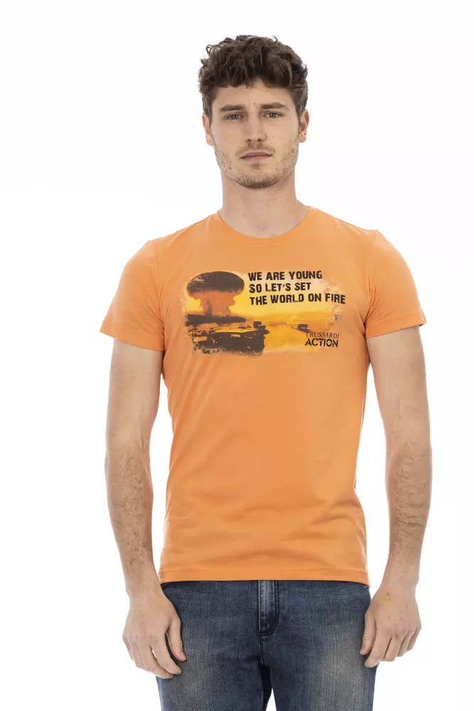 Orange Cotton Men T-Shirt