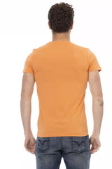 Tee de mezcla de algodón naranja con estampado frontal elegante