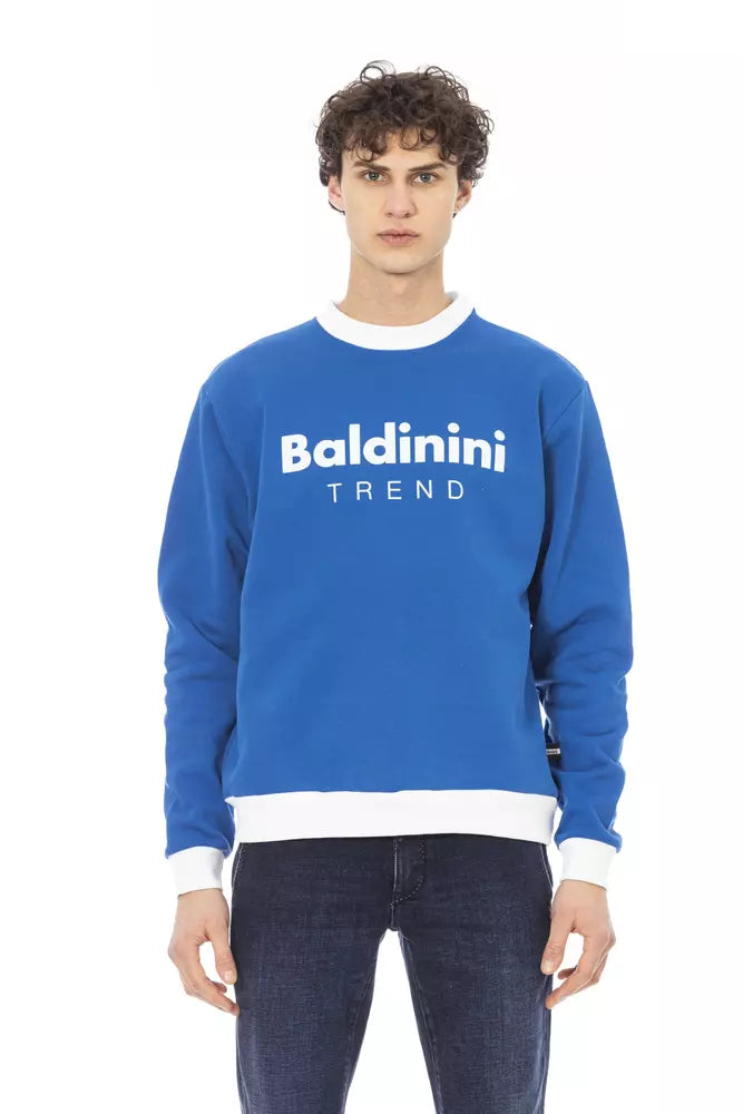 Elegantes blaues Baumwoll-Langarm-Sweatshirt