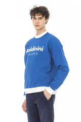 Elegantes blaues Baumwoll-Langarm-Sweatshirt