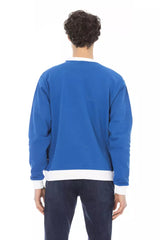 Elegantes blaues Baumwoll-Langarm-Sweatshirt