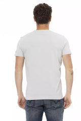 Camiseta de cuello redondo de manga corta gris elegante