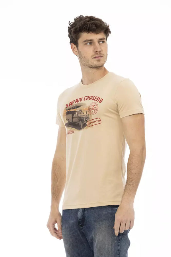 Beige Kurzarm Luxus -T -Shirt