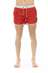 Short de natation rouge vibrant avec imprimé avant