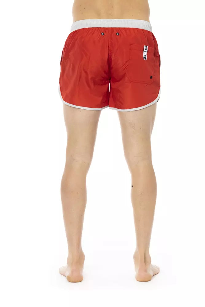 Short de natation rouge vibrant avec imprimé avant