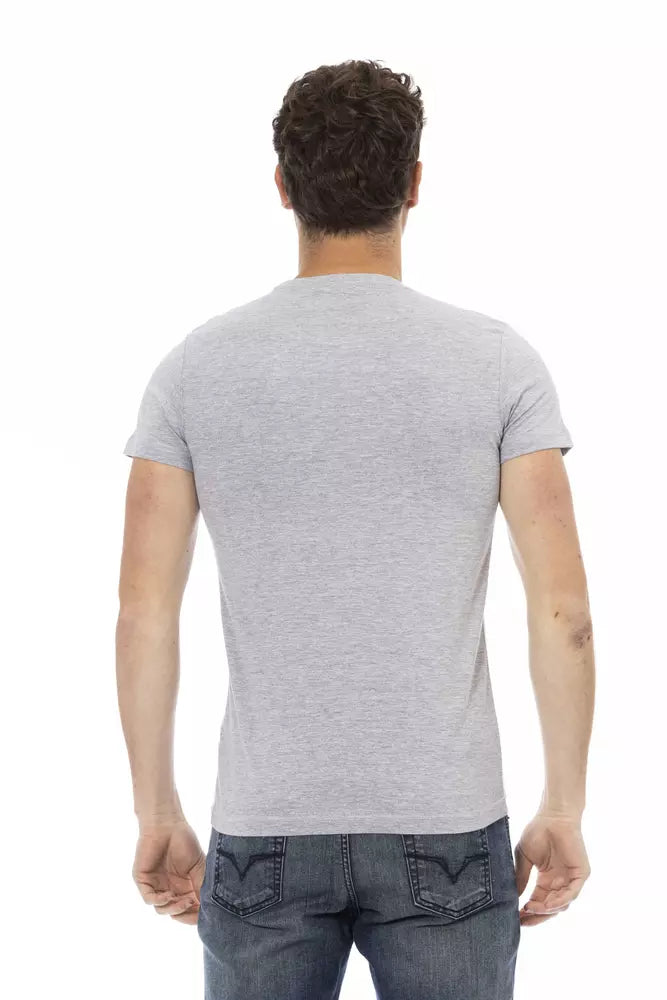 Chic Grey Short Sleeve Round Neck T -Shirt