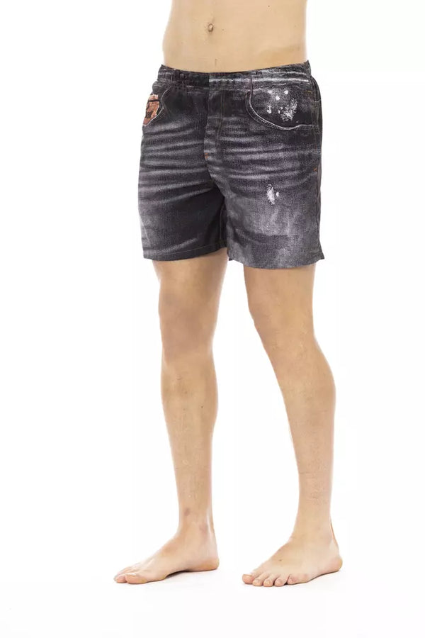 Black Polyester Men's Swim Short