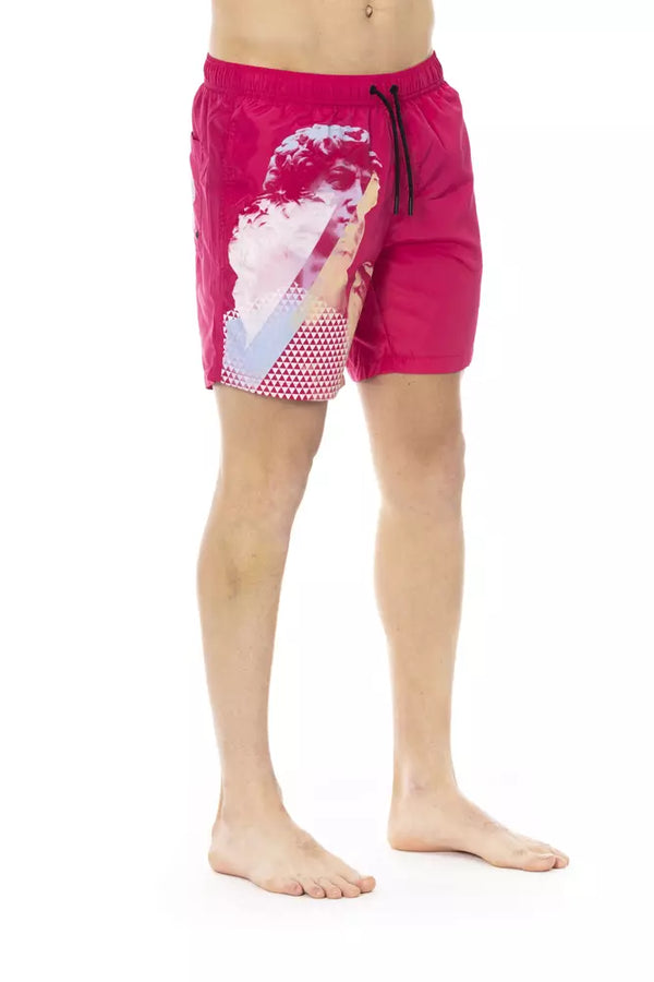 Fuchsia Schwimmshorts mit Nebendruckdetails