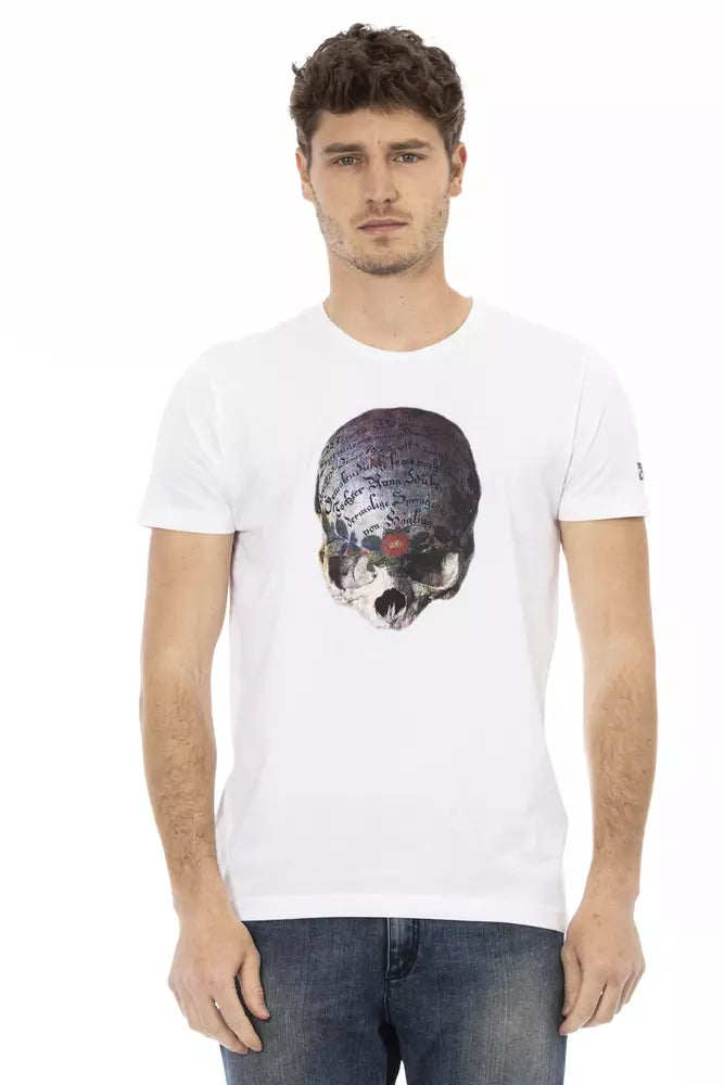 T-shirt à cou rond blanc élégant avec imprimé avant