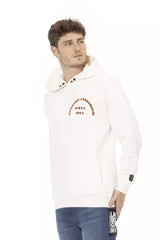 Schlanker weißer Lamborghini Hoodie mit Logoarm